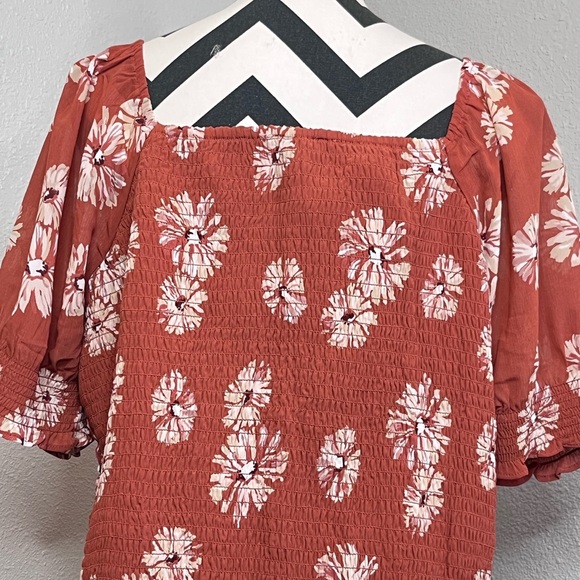 Madewell Georgette Lucie Sz XL Boho Smocked Floral Bloomcore Puff Sleeve Blouse - Picture 12 of 13